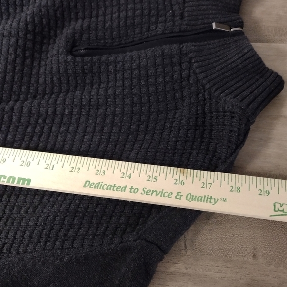 Oak Hill quarter zip pull over sweater with waffle knit front and elbow patches - Picture 11 of 13